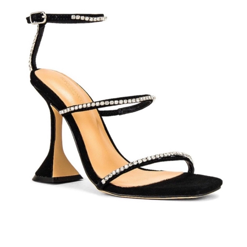 Tony Bianco Black Crystal Strap Cakestand Heel Sandal